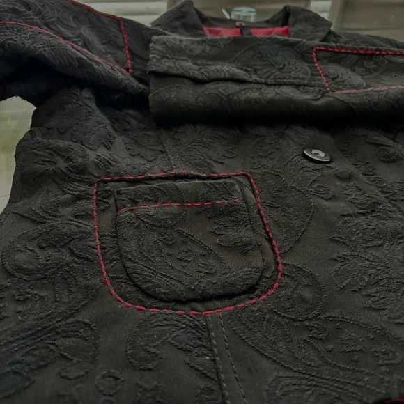 Desigual Womens Black Wool Blend Embroidered Jacket Blazer - Picture 16 of 16